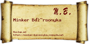 Minker Bársonyka névjegykártya
